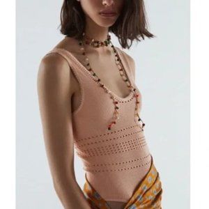 New with Tags - Zara Beige Seamless Bodysuit - Size M/L